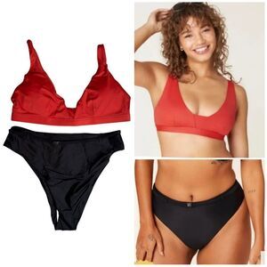 Andie Swim 2 Piece Bikini Swimsuit The Tahiti Top & Riviera Bottom Size XL NEW